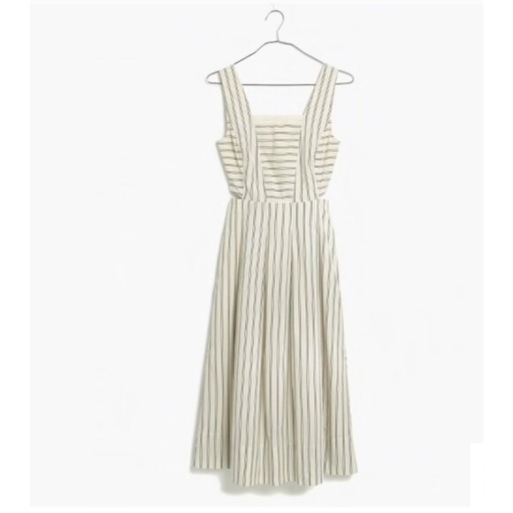 Madewell Cutout Striped Sundress Cream and Black Size 10 - Picture 2 of 15